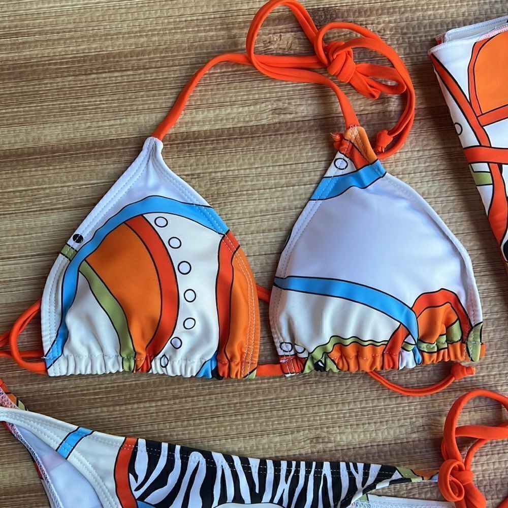 Three Piece Bikini Swim Set With Zebra Print - Picture 6 of 12